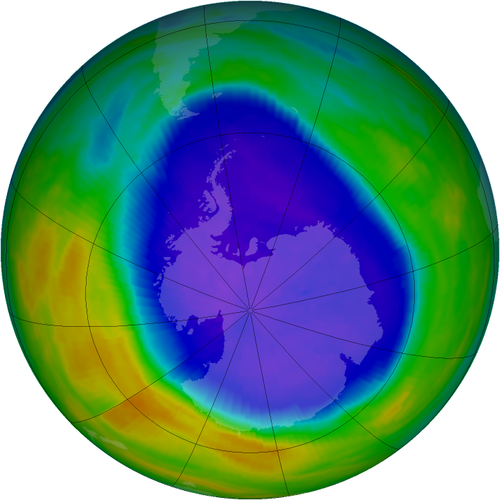 Antarctic ozone map for 23 September 1992